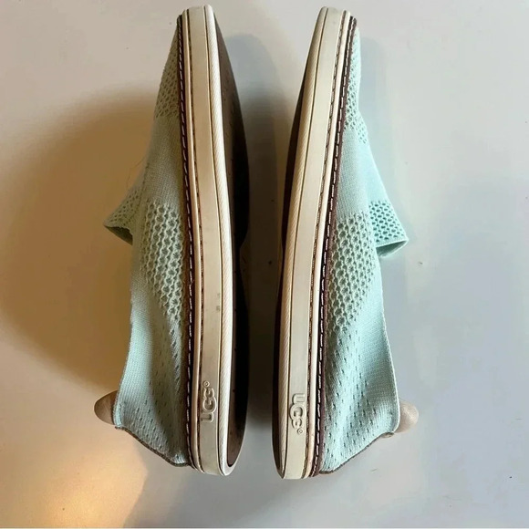 Ugg Sammy Slip On Sneaker Knit with Leather Trim Mint Green Womens Size 8.5 GUC - Picture 3 of 7